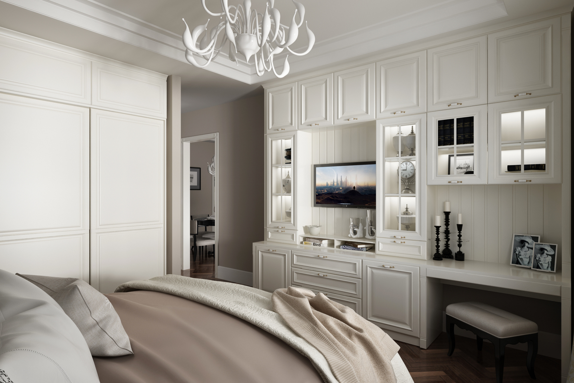 全鋁衣柜-01（風格：簡歐；顏色：暖白）