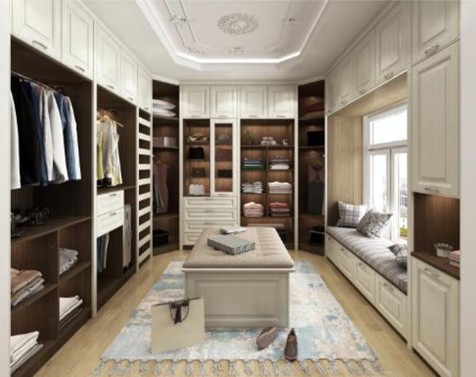 全鋁衣帽間-02（風(fēng)格：簡(jiǎn)歐；顏色：胡桃白橡）