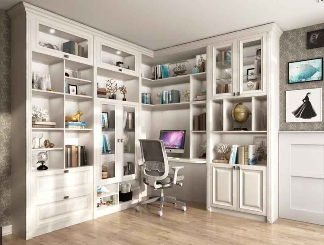 全鋁書柜-01（風(fēng)格：現(xiàn)代；顏色：暖白橡木）