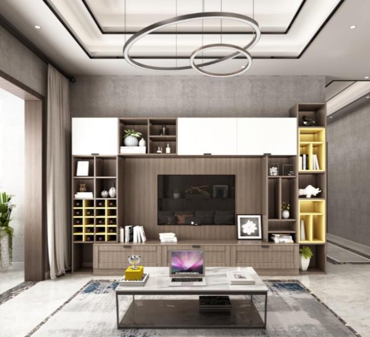 全鋁電視柜-01（風(fēng)格：現(xiàn)代；顏色：胡桃木暖白）