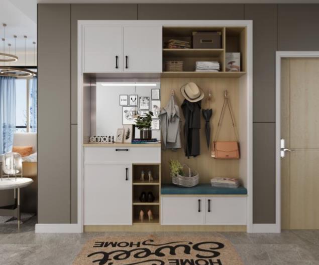 全鋁鞋柜-01（風(fēng)格：現(xiàn)代；顏色：暖白橡木）